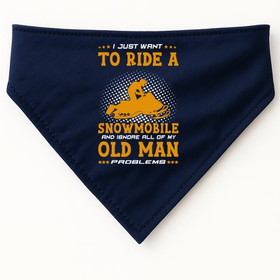 I Just Want To Ride A Snowmobile And Ignore All Of Old Man USA-Made Doggie Bandana