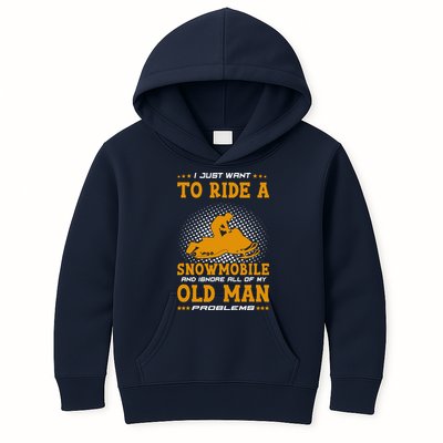 I Just Want To Ride A Snowmobile And Ignore All Of Old Man Kids Hoodie