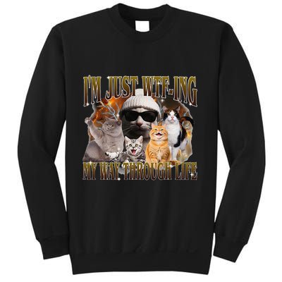 IM Just Wtfing My Way Through Life Funny Silly Cat Meme Sweatshirt