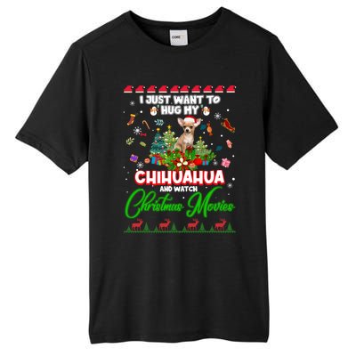 I Just Want To Hug My Chihuahua Dog And Watch Christmas Gift Tall Fusion ChromaSoft Performance T-Shirt