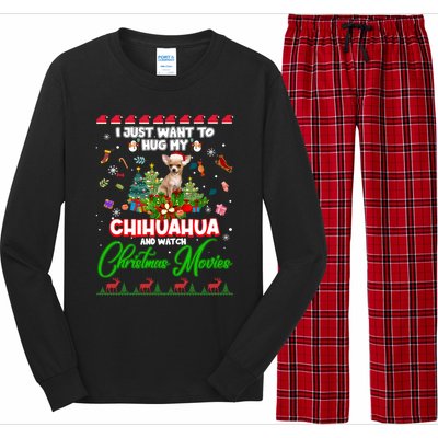 I Just Want To Hug My Chihuahua Dog And Watch Christmas Gift Long Sleeve Pajama Set