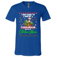 I Just Want To Hug My Chihuahua Dog And Watch Christmas Gift V-Neck T-Shirt