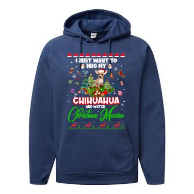 I Just Want To Hug My Chihuahua Dog And Watch Christmas Gift Performance Fleece Hoodie