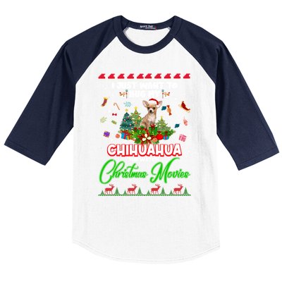 I Just Want To Hug My Chihuahua Dog And Watch Christmas Gift Baseball Sleeve Shirt