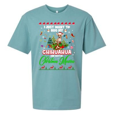 I Just Want To Hug My Chihuahua Dog And Watch Christmas Gift Sueded Cloud Jersey T-Shirt