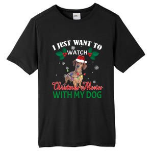 I Just Want To Watch Christmas Movies With My Dachshund Cool Gift Tall Fusion ChromaSoft Performance T-Shirt