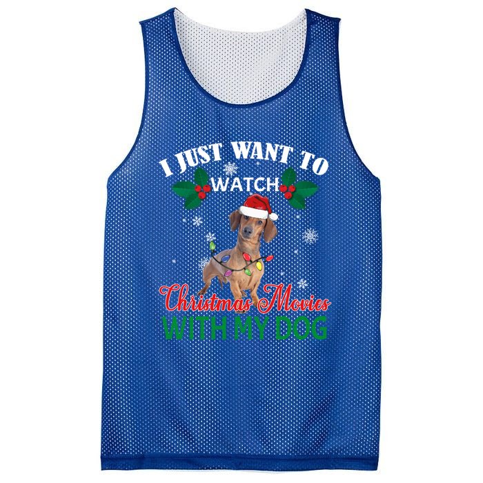 I Just Want To Watch Christmas Movies With My Dachshund Cool Gift Mesh Reversible Basketball Jersey Tank