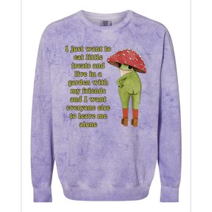 I Just Want To Eat Little Treats Funny Cartoon Frog Colorblast Crewneck Sweatshirt