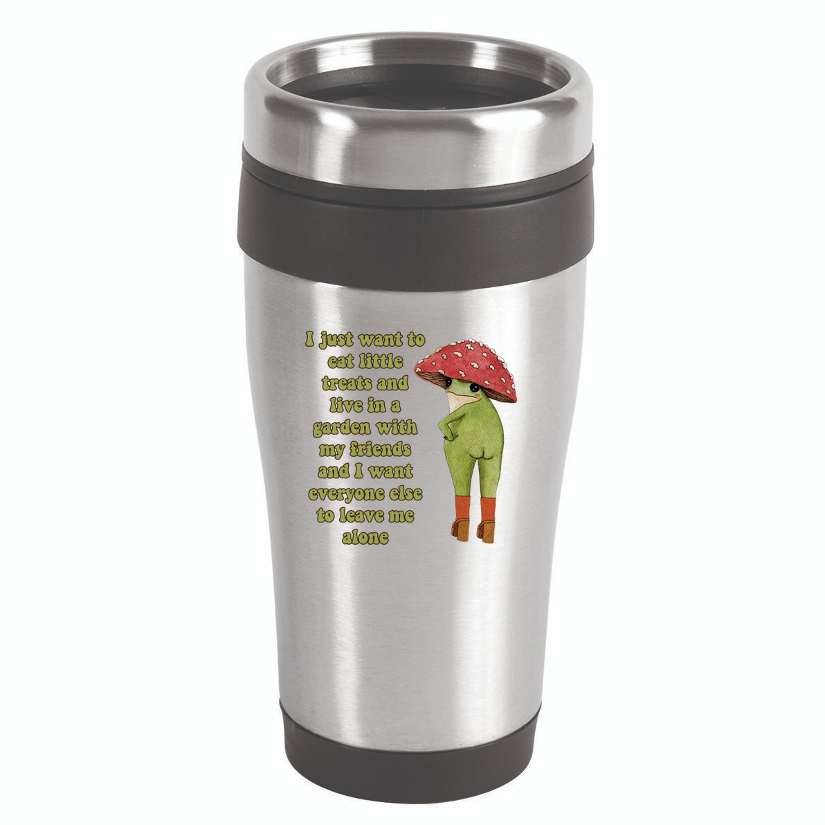 I Just Want To Eat Little Treats Funny Cartoon Frog 16oz Travel Tumbler