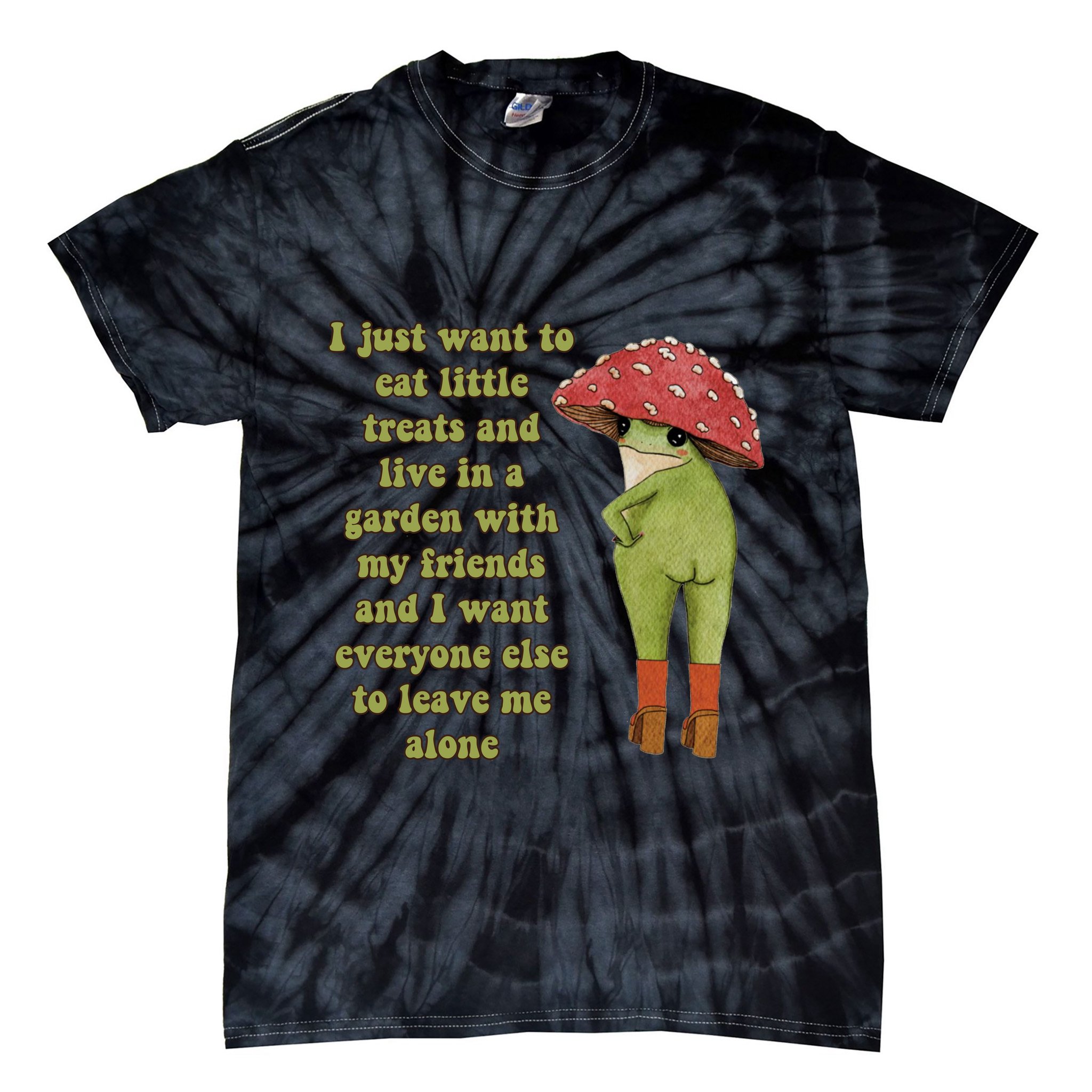 I Just Want To Eat Little Treats Funny Cartoon Frog Tie-Dye T-Shirt