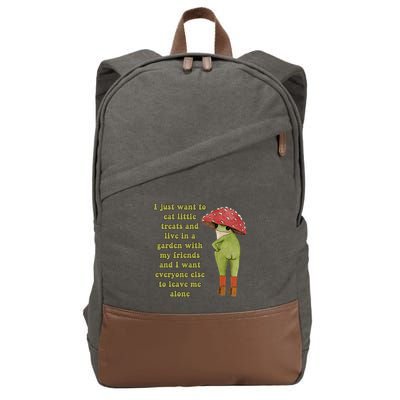I Just Want To Eat Little Treats Funny Cartoon Frog Cotton Canvas Backpack