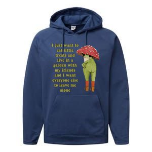 I Just Want To Eat Little Treats Funny Cartoon Frog Performance Fleece Hoodie