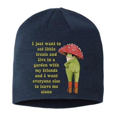 I Just Want To Eat Little Treats Funny Cartoon Frog Sustainable Beanie