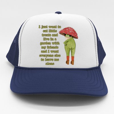 I Just Want To Eat Little Treats Funny Cartoon Frog Trucker Hat