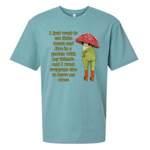 I Just Want To Eat Little Treats Funny Cartoon Frog Sueded Cloud Jersey T-Shirt