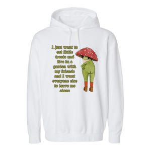 I Just Want To Eat Little Treats Funny Cartoon Frog Garment-Dyed Fleece Hoodie