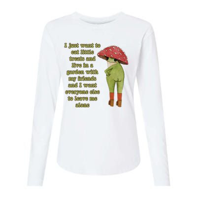 I Just Want To Eat Little Treats Funny Cartoon Frog Womens Cotton Relaxed Long Sleeve T-Shirt