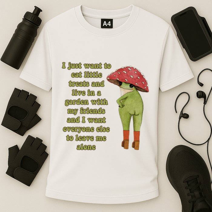 I Just Want To Eat Little Treats Funny Cartoon Frog Cooling Performance Crew T-Shirt