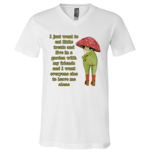 I Just Want To Eat Little Treats Funny Cartoon Frog V-Neck T-Shirt