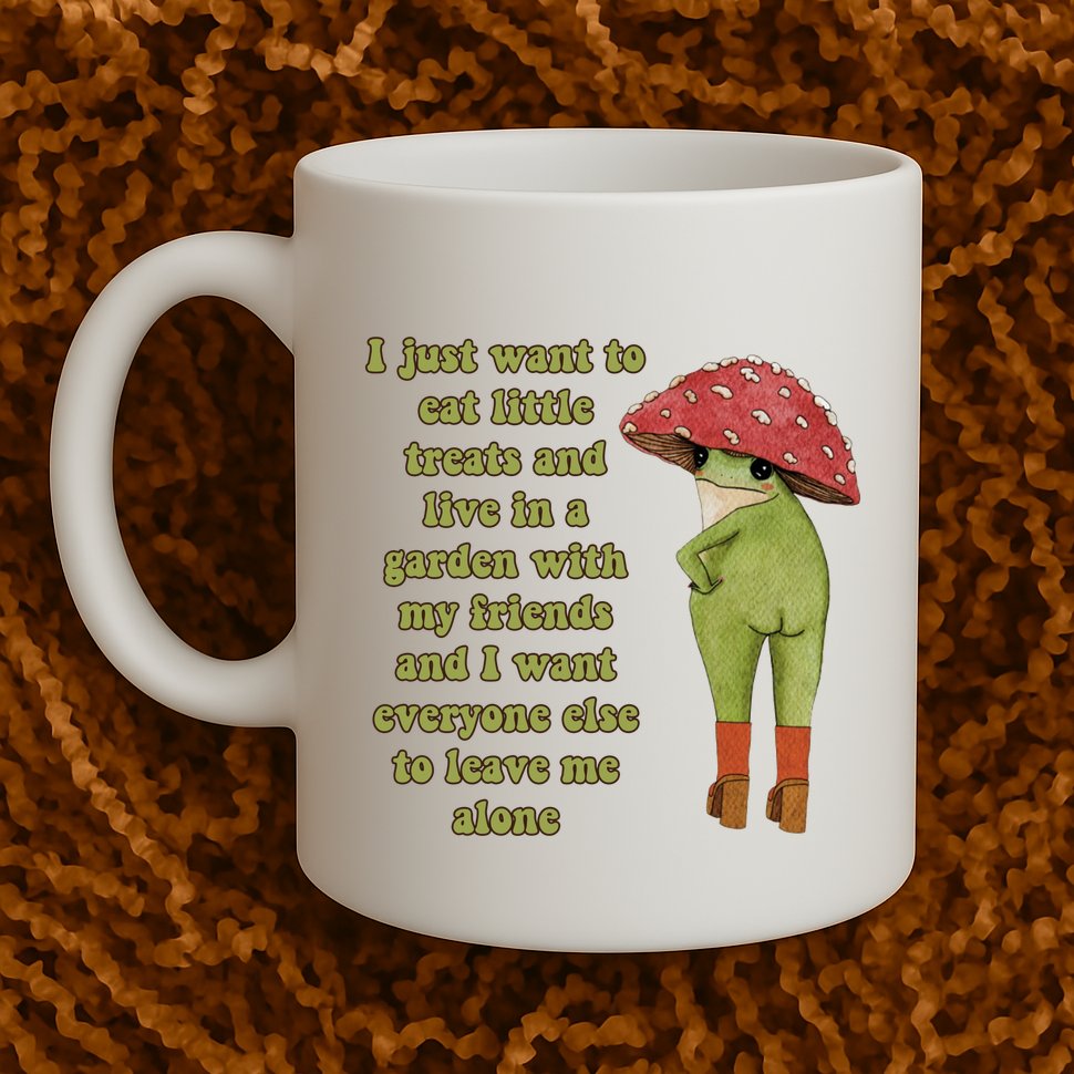 I Just Want To Eat Little Treats Funny Cartoon Frog Mug