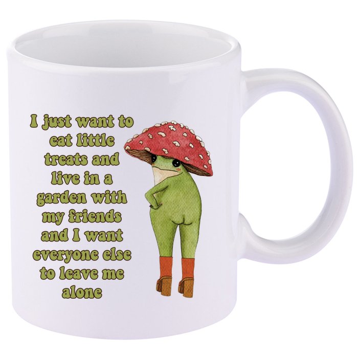 I Just Want To Eat Little Treats Funny Cartoon Frog 11oz C Handle Ceramic Mug