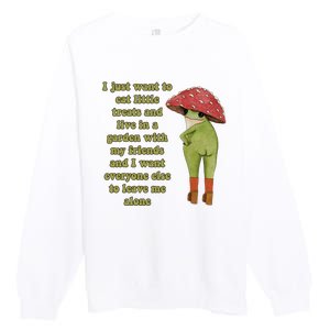 I Just Want To Eat Little Treats Funny Cartoon Frog Premium Crewneck Sweatshirt