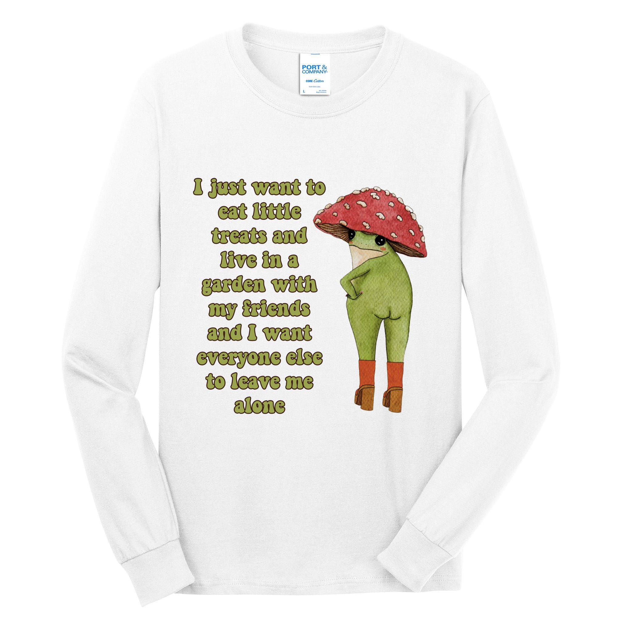 I Just Want To Eat Little Treats Funny Cartoon Frog Tall Long Sleeve T-Shirt