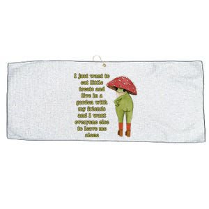 I Just Want To Eat Little Treats Funny Cartoon Frog Large Microfiber Waffle Golf Towel