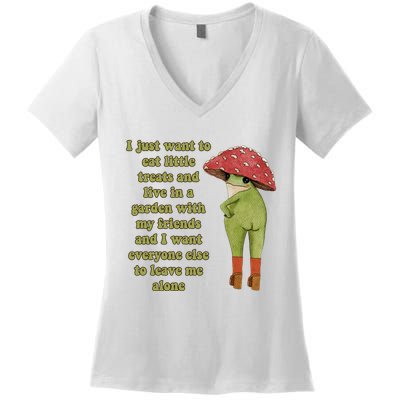 I Just Want To Eat Little Treats Funny Cartoon Frog Women's V-Neck T-Shirt