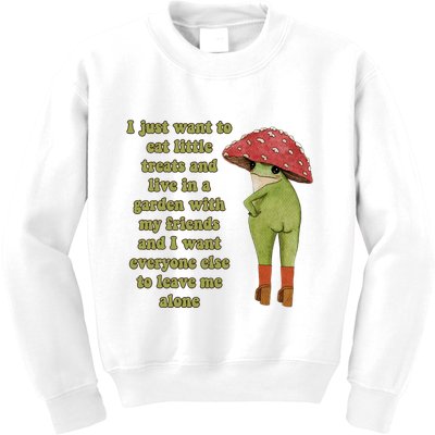 I Just Want To Eat Little Treats Funny Cartoon Frog Kids Sweatshirt