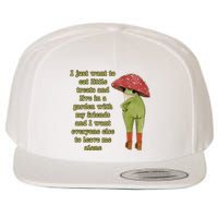 I Just Want To Eat Little Treats Funny Cartoon Frog Wool Snapback Cap