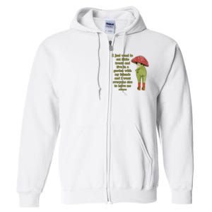 I Just Want To Eat Little Treats Funny Cartoon Frog Full Zip Hoodie