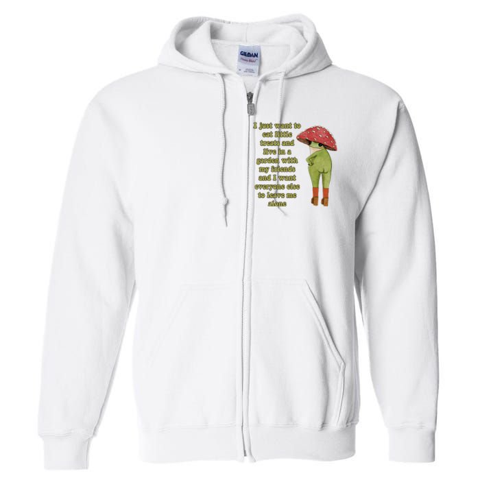 I Just Want To Eat Little Treats Funny Cartoon Frog Full Zip Hoodie