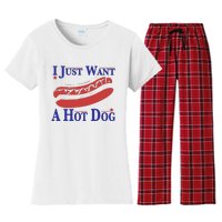 I Just Want A Hot Dog Women's Flannel Pajama Set