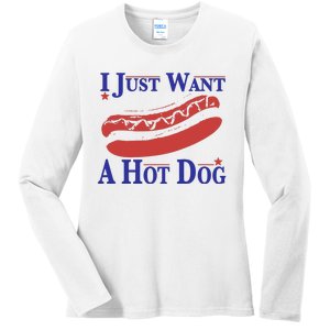 I Just Want A Hot Dog Ladies Long Sleeve Shirt