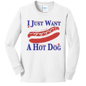 I Just Want A Hot Dog Kids Long Sleeve Shirt