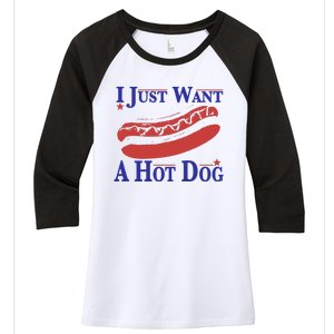 I Just Want A Hot Dog Women's Tri-Blend 3/4-Sleeve Raglan Shirt