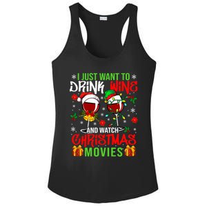 I Just Want To Wine And Watch Xmas Movies Santa Wines Great Gift Ladies PosiCharge Competitor Racerback Tank