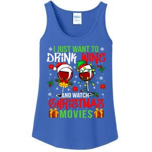 I Just Want To Wine And Watch Xmas Movies Santa Wines Great Gift Ladies Essential Tank