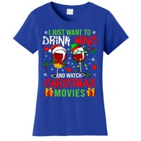 I Just Want To Wine And Watch Xmas Movies Santa Wines Great Gift Women's T-Shirt