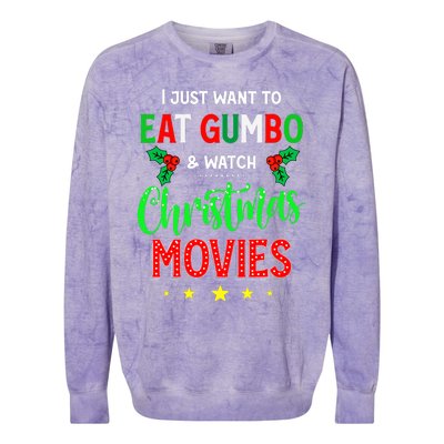 I Just Want To Eat Gumbo And Watch Xmas Movies Cajun Xmas Colorblast Crewneck Sweatshirt