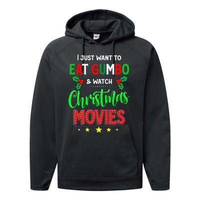 I Just Want To Eat Gumbo And Watch Xmas Movies Cajun Xmas Performance Fleece Hoodie