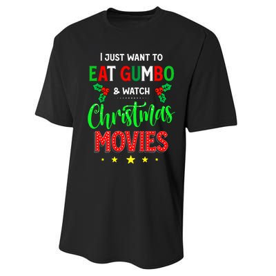 I Just Want To Eat Gumbo And Watch Xmas Movies Cajun Xmas Performance Sprint T-Shirt