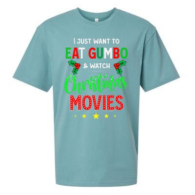 I Just Want To Eat Gumbo And Watch Xmas Movies Cajun Xmas Sueded Cloud Jersey T-Shirt