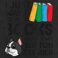 I Just Want To Read Books And Pet My Boston Terrier 7 Panel Mesh Trucker Snapback Hat