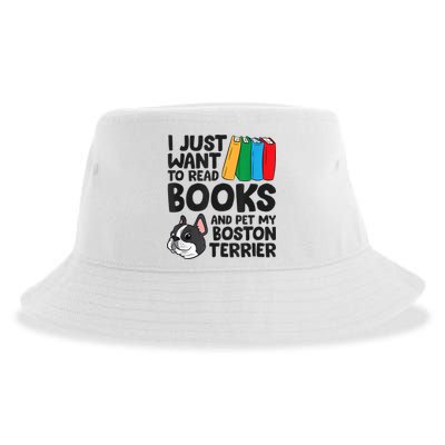 I Just Want To Read Books And Pet My Boston Terrier Sustainable Bucket Hat