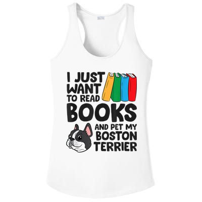 I Just Want To Read Books And Pet My Boston Terrier Ladies PosiCharge Competitor Racerback Tank