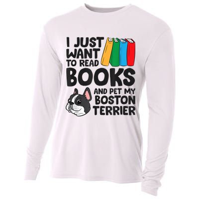 I Just Want To Read Books And Pet My Boston Terrier Cooling Performance Long Sleeve Crew