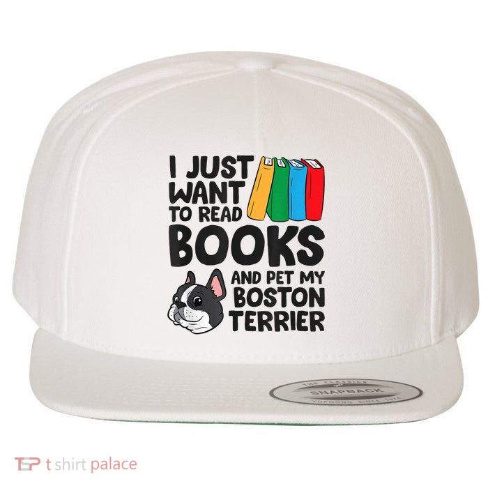 I Just Want To Read Books And Pet My Boston Terrier Wool Snapback Cap