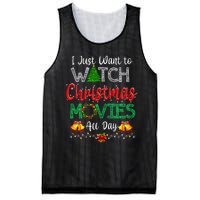 I Just Want To Watch Christmas Movies Funny Xmas Gifts Mesh Reversible Basketball Jersey Tank